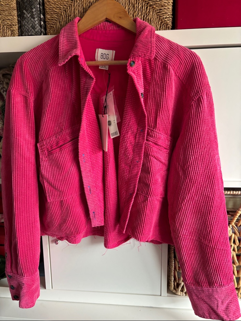BDG Hot Pink Corduroy Trucker Jacket